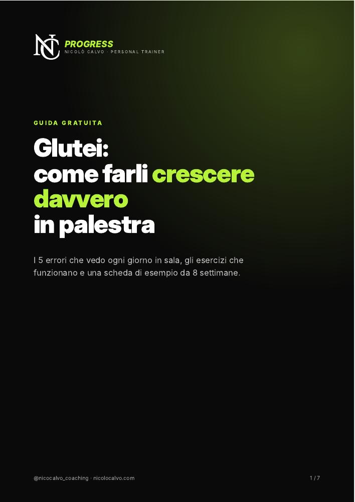 Copertina della guida gratuita glutei NC Progress